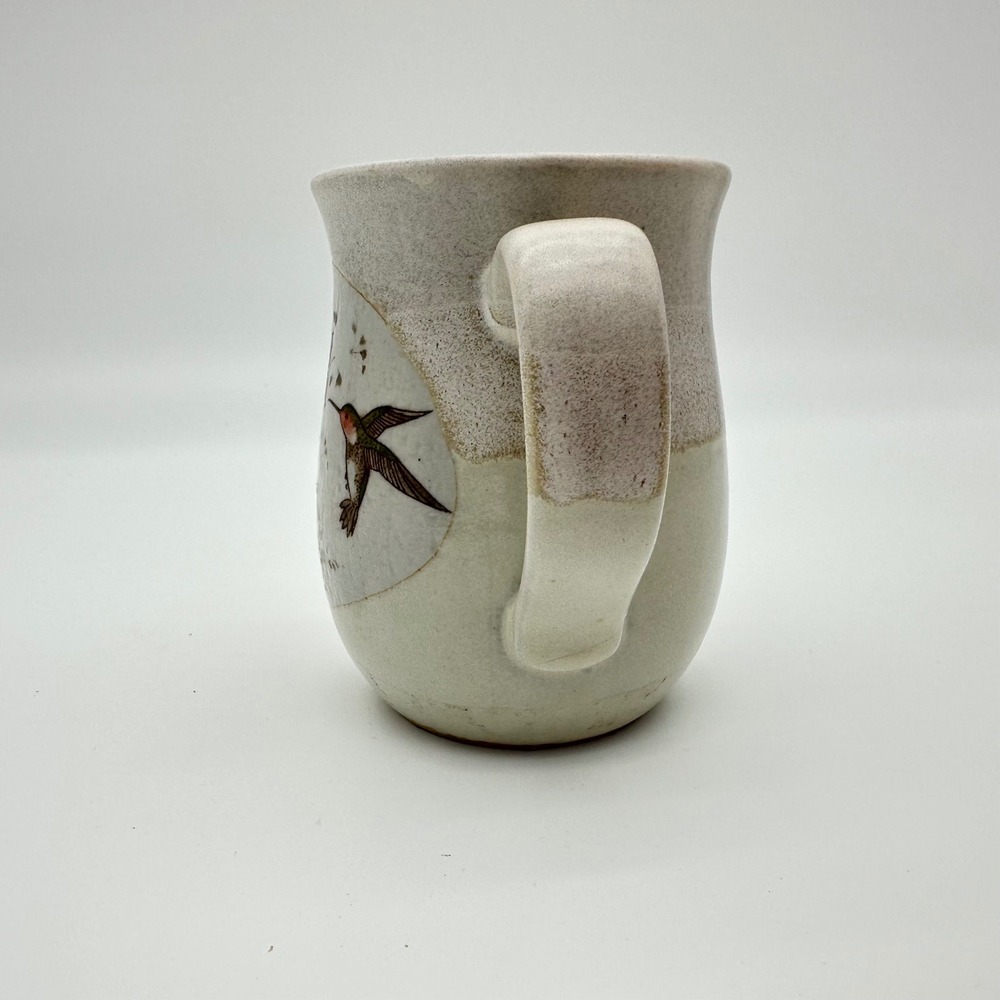 Vintage Otagiri Style Stoneware Mug Hummingbird Floral Cream Hand Painted Boho - Picture 8 of 12